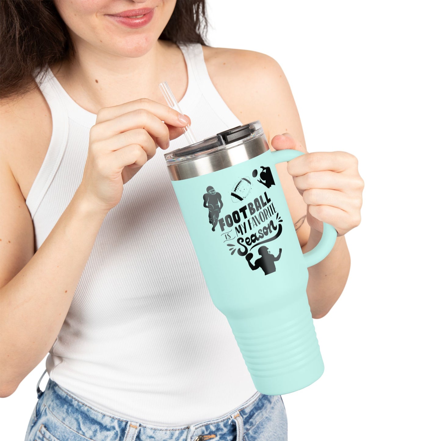 Football Season Touchdown Sporty Insulated Travel Mug, 40oz