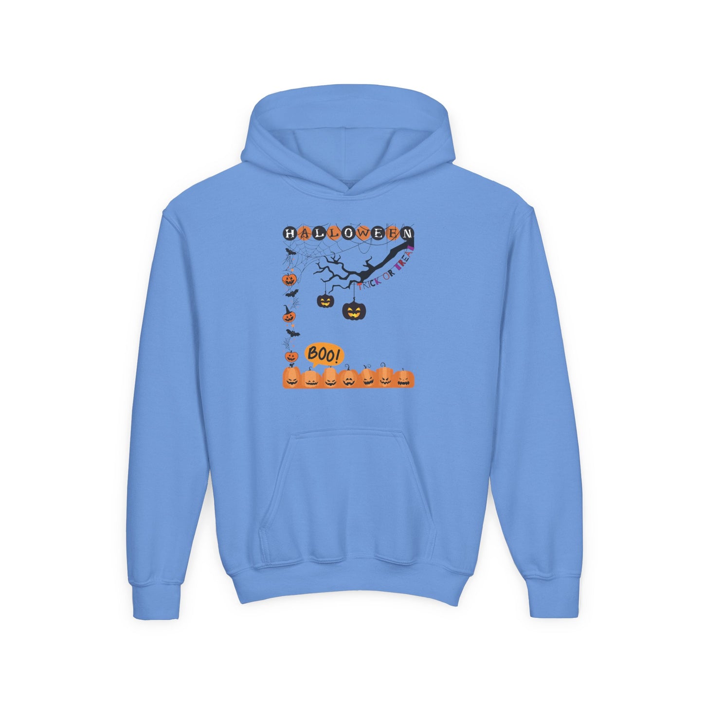 Kids Pumpkin Smile Squad Heavy Blend Cozy Hoodie