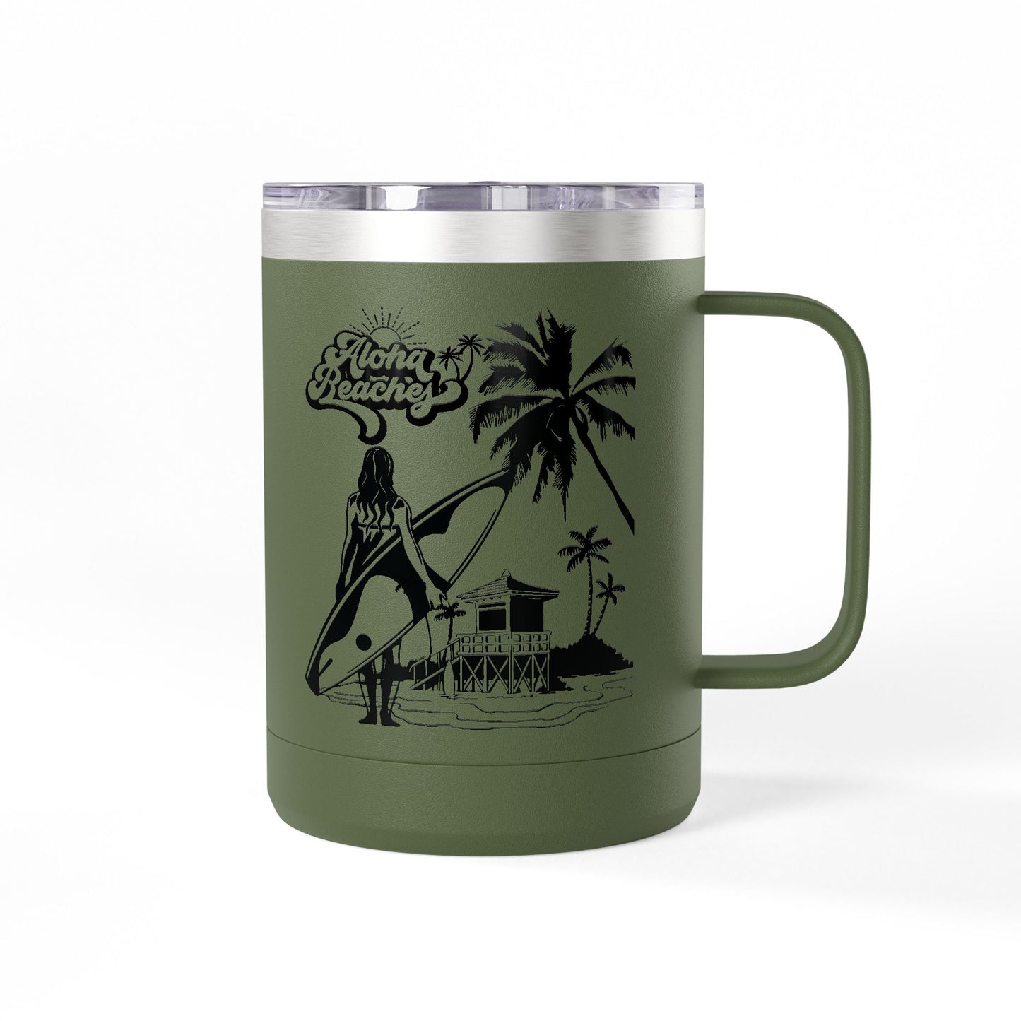 Surfing Girl Mug Tumbler, 15oz