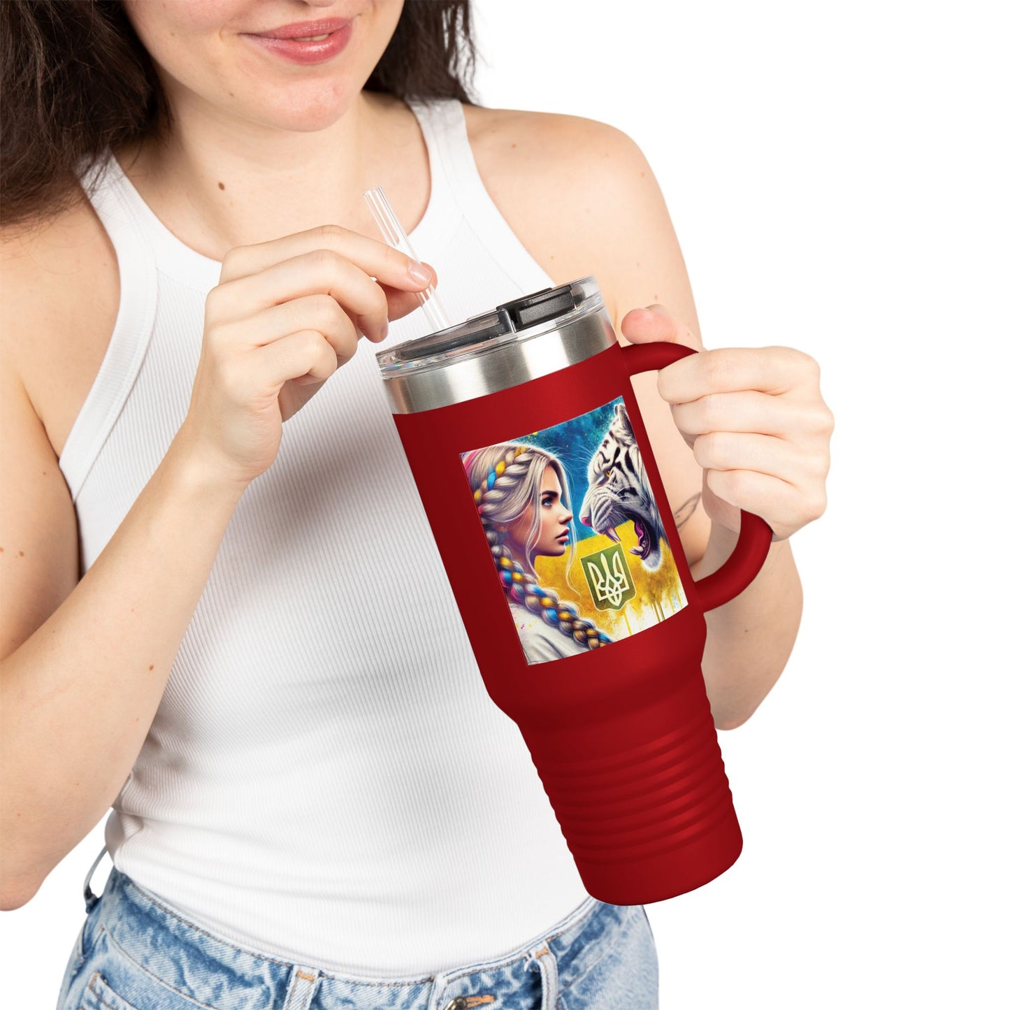 Ukrainian Wild Spirit Girl Travel Mug, 40oz