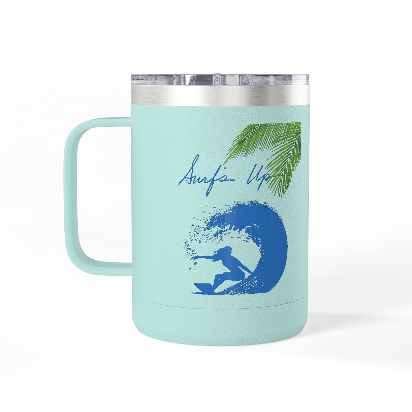 Surfing Girl Mug Tumbler, 15oz
