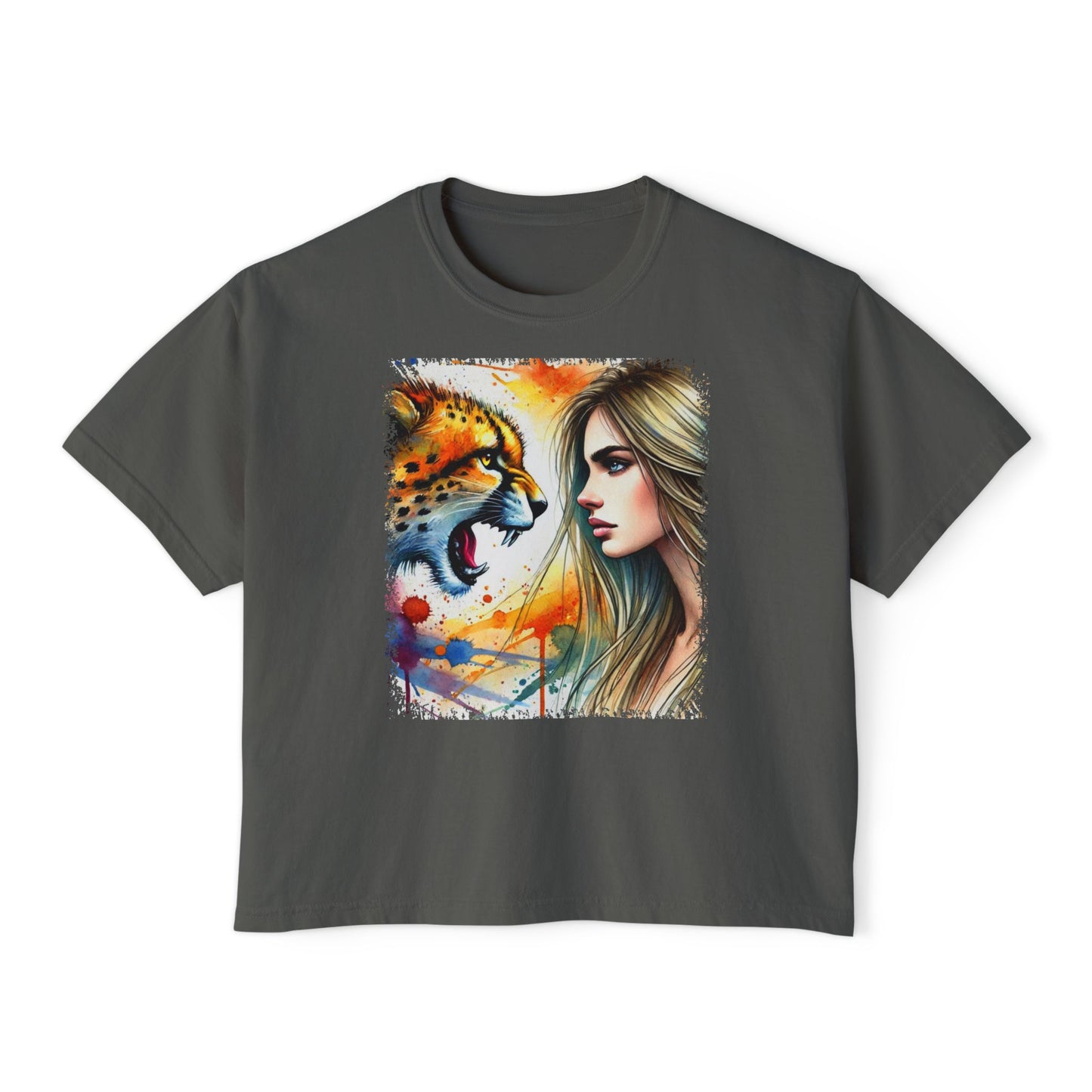 PERSONALIZE She Runs with No Fear - Oversized Boxy Fit Graphic T-shirt