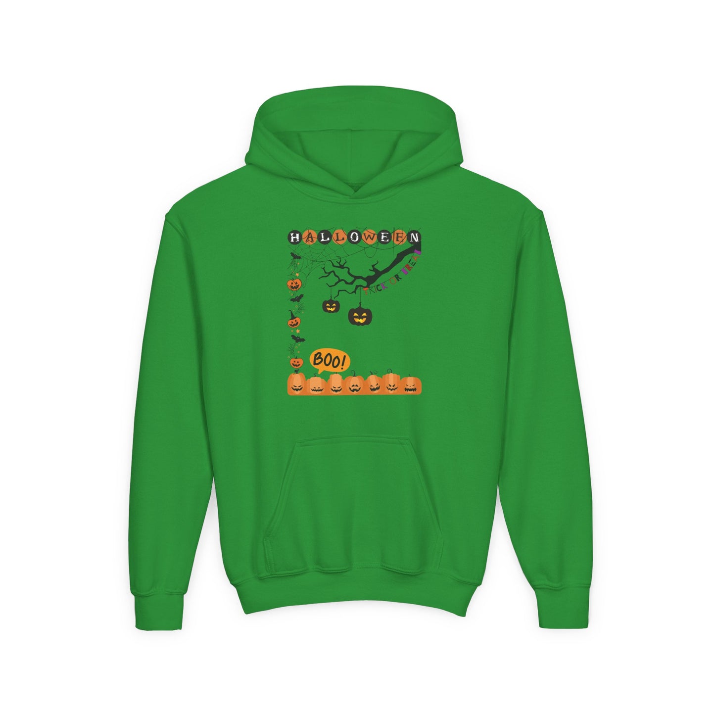 Kids Pumpkin Smile Squad Heavy Blend Cozy Hoodie