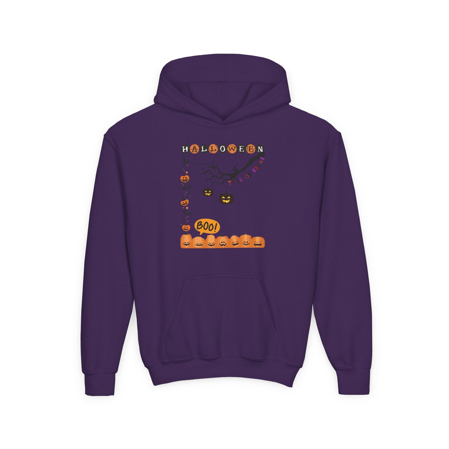 Kids Pumpkin Smile Squad Heavy Blend Cozy Hoodie