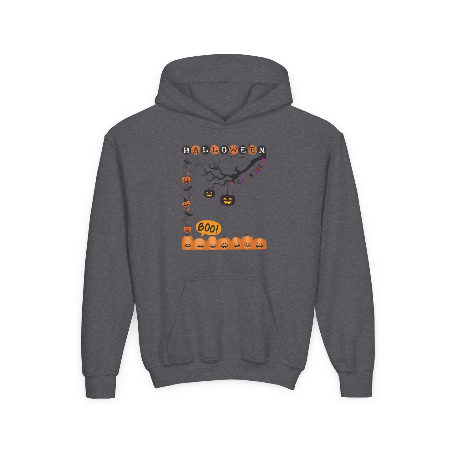 Kids Pumpkin Smile Squad Heavy Blend Cozy Hoodie