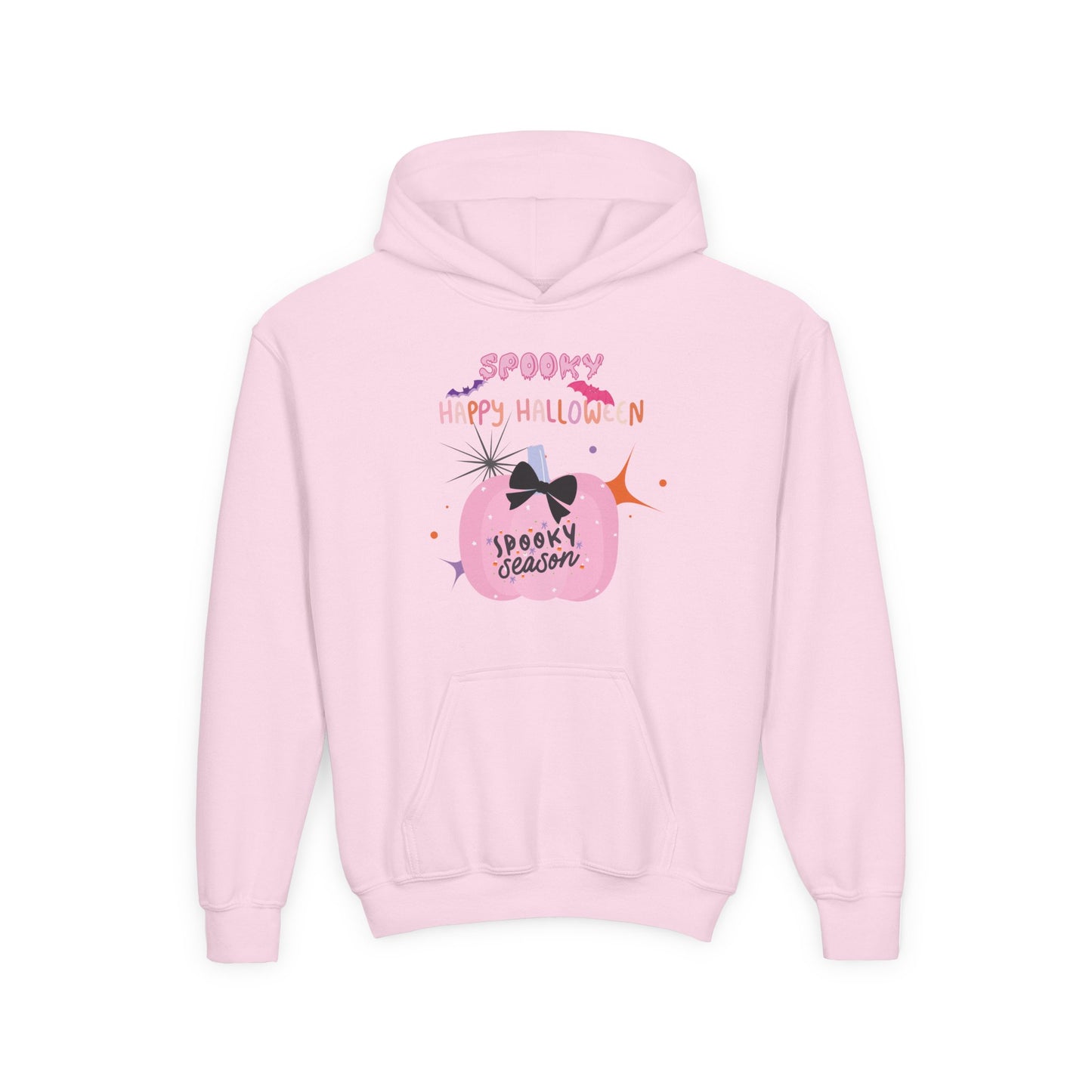 Kids Pretty in Pink Spooky Season Heavy Blend Cozy Hoodie