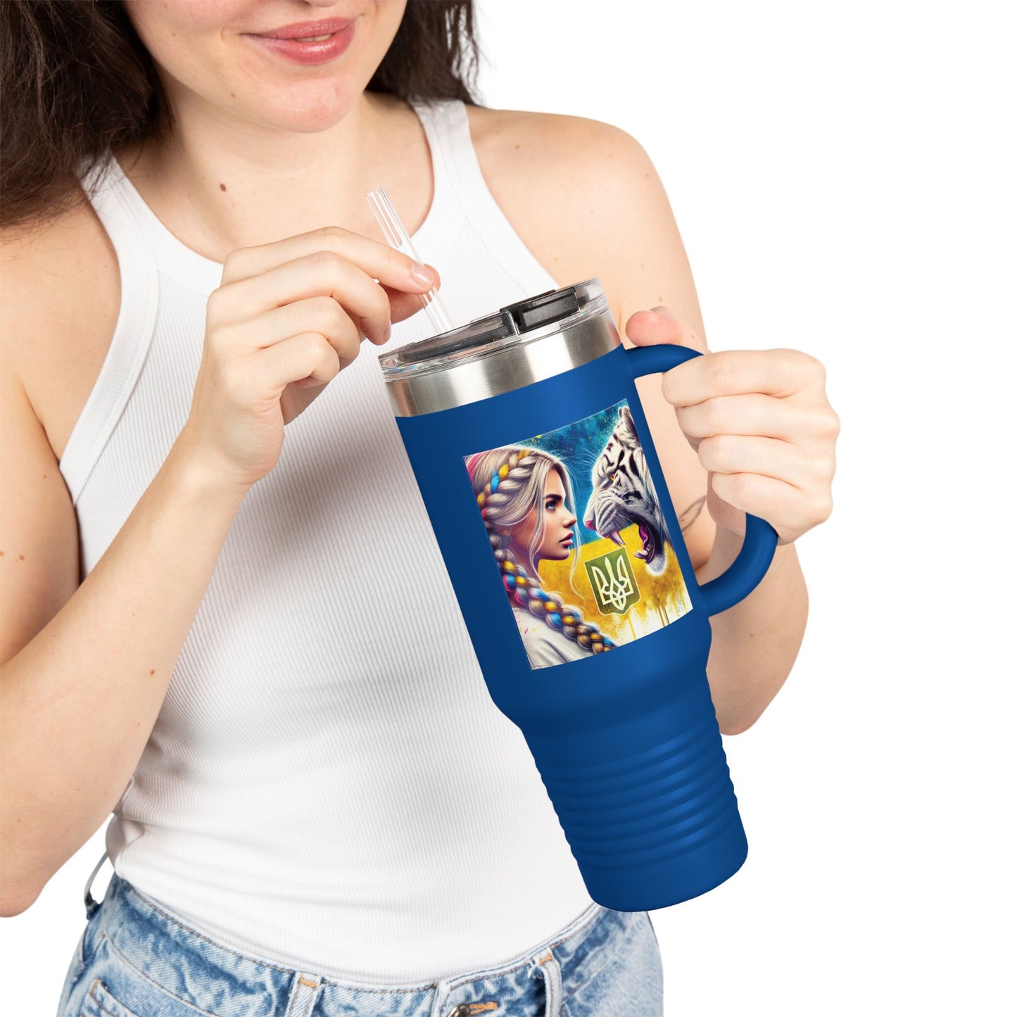 Ukrainian Wild Spirit Girl Travel Mug, 40oz