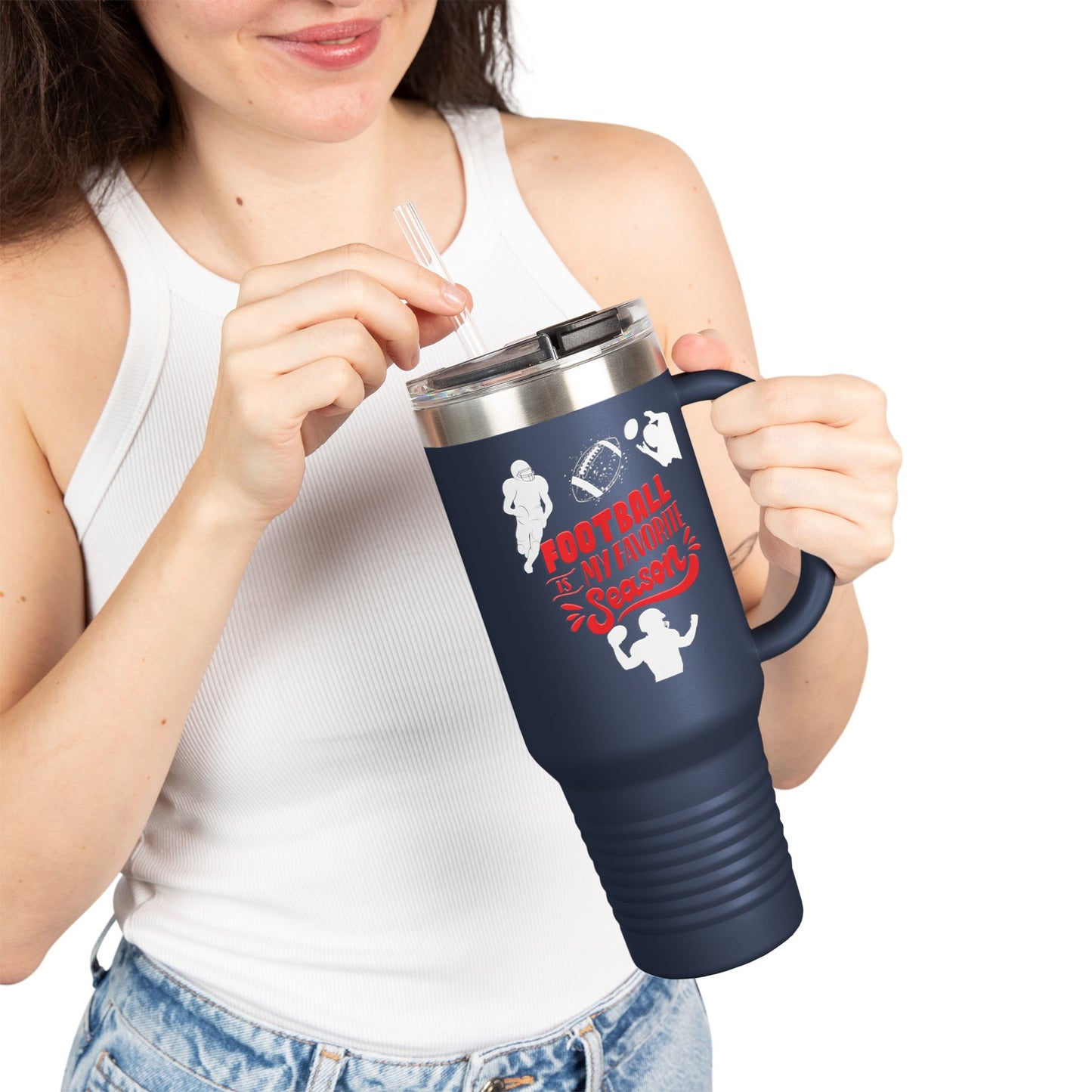 Football Season Touchdown Sporty Insulated Travel Mug, 40oz