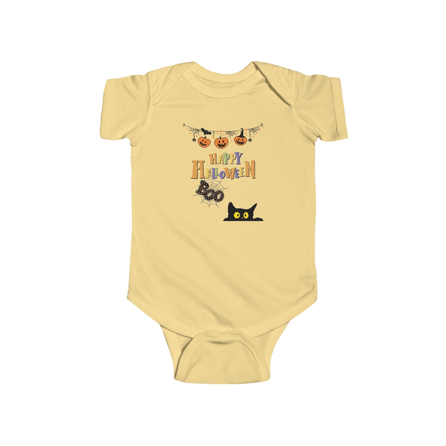 Baby Black Cat & Pumpkin Patch Short Sleeve Bodysuit