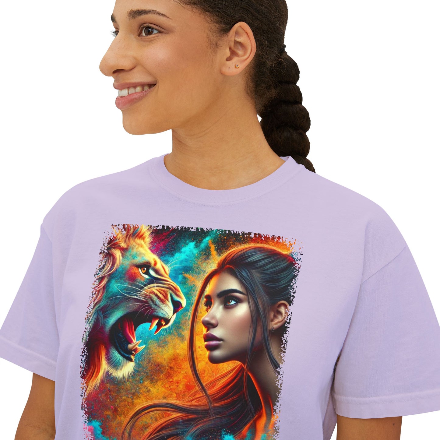 PERSONALIZE Soul of a Lioness Oversized Boxy Fit Graphic T-shirt