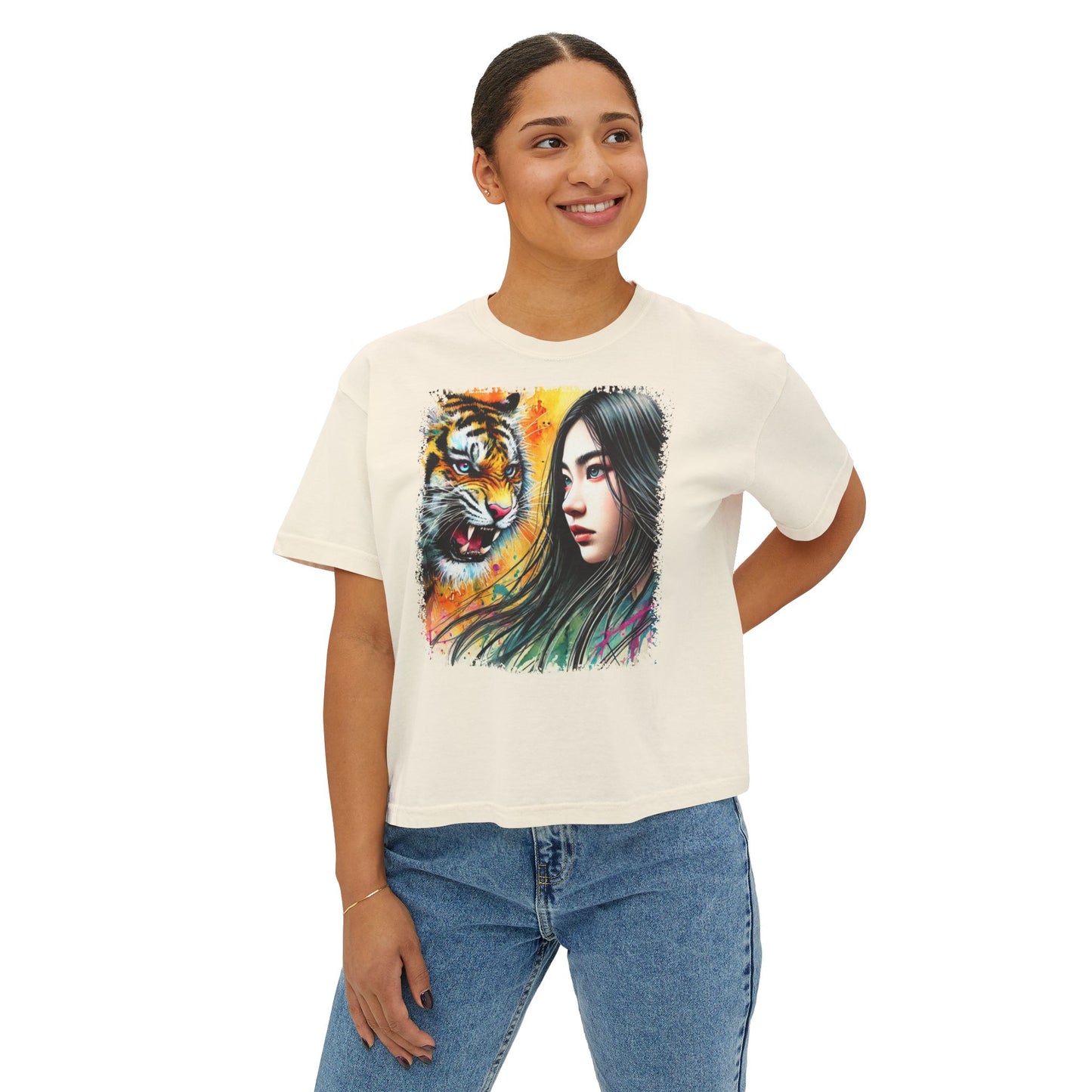 PERSONALIZE Unshaken by Stripes - Oversized Boxy Fit Graphic T-shirt