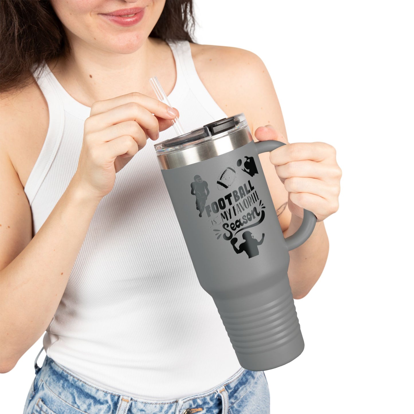 Football Season Touchdown Sporty Insulated Travel Mug, 40oz