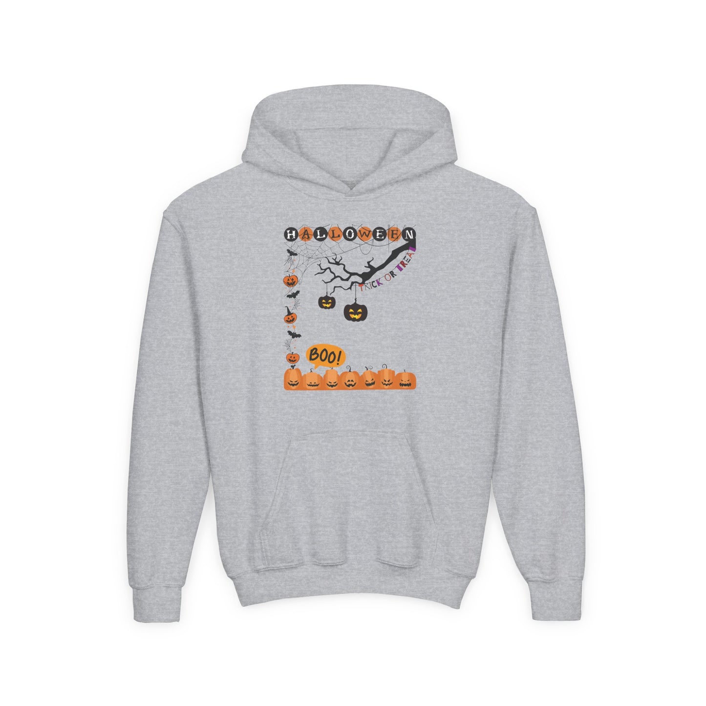 Kids Pumpkin Smile Squad Heavy Blend Cozy Hoodie