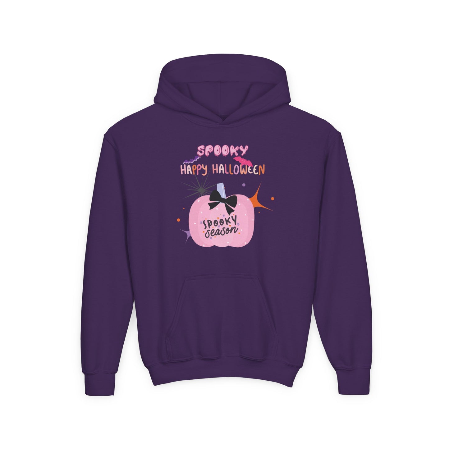 Kids Pretty in Pink Spooky Season Heavy Blend Cozy Hoodie