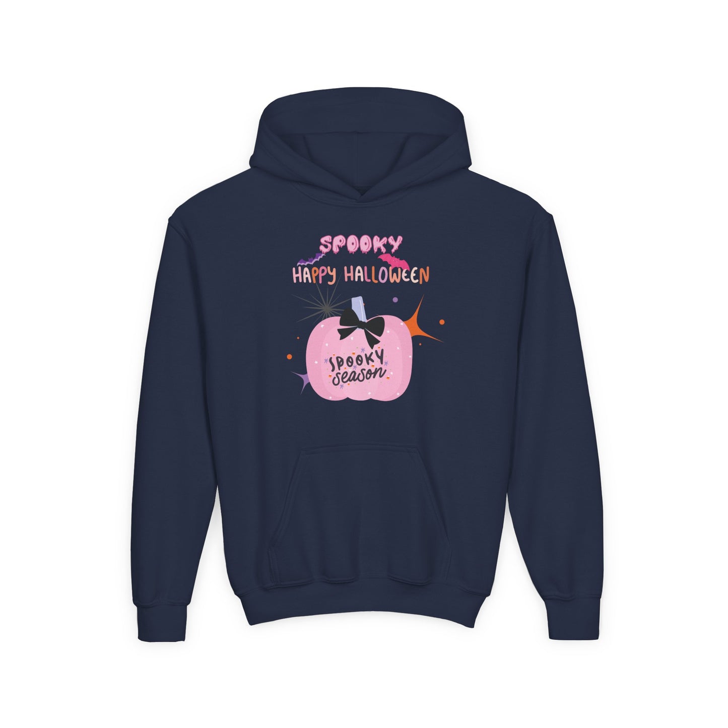 Kids Pretty in Pink Spooky Season Heavy Blend Cozy Hoodie