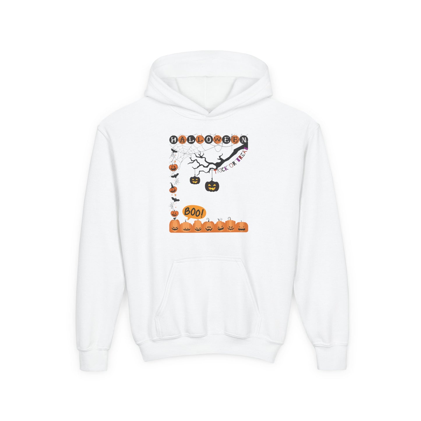 Kids Pumpkin Smile Squad Heavy Blend Cozy Hoodie