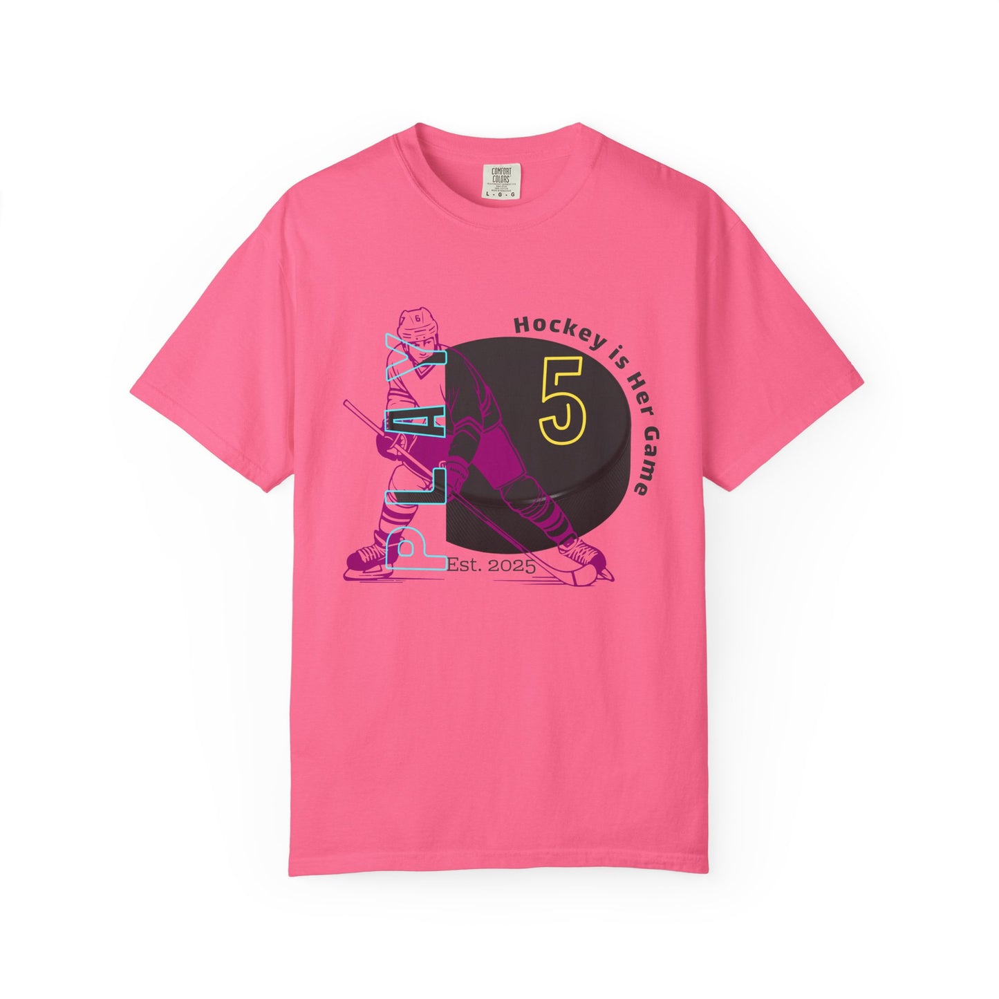 PERSONALIZE Women's Hockey Player Garment-Dyed T-shirt