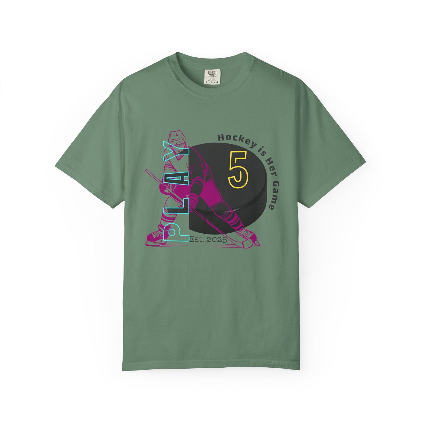 PERSONALIZE Women's Hockey Player Garment-Dyed T-shirt