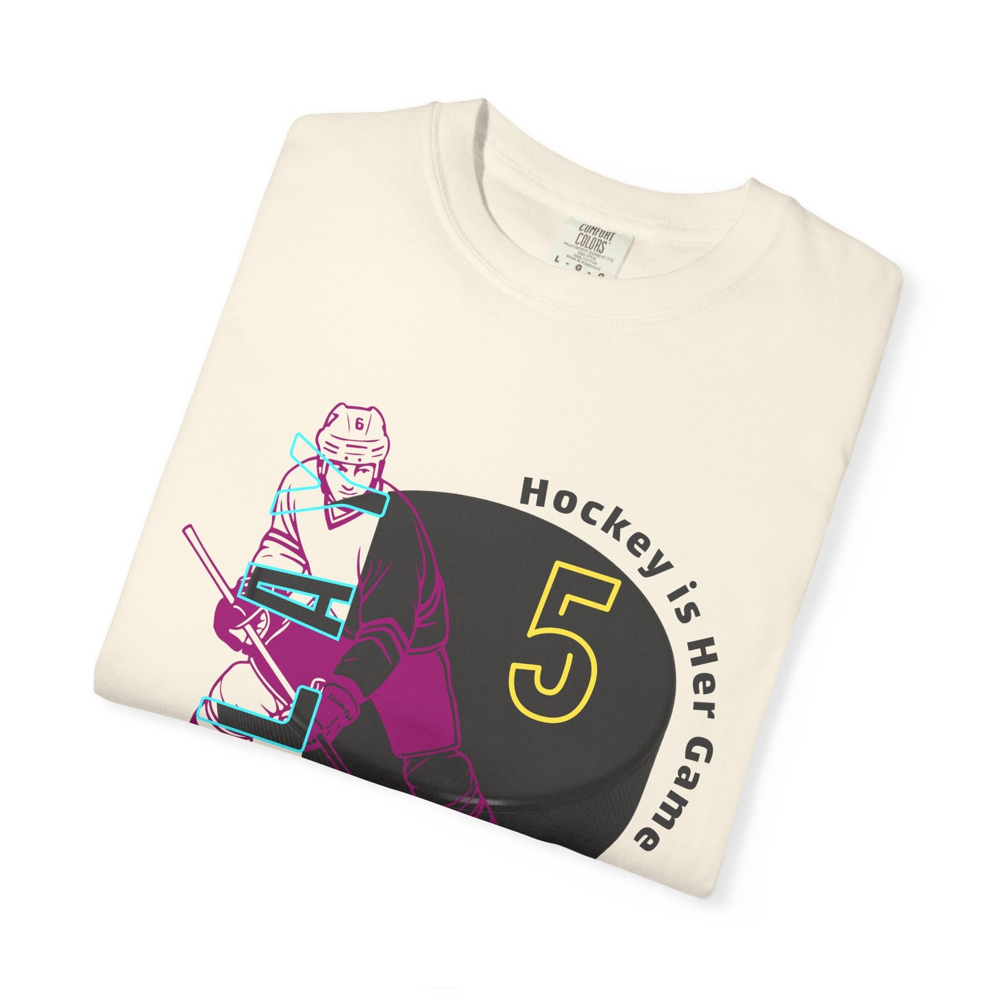 PERSONALIZE Women's Hockey Player Garment-Dyed T-shirt