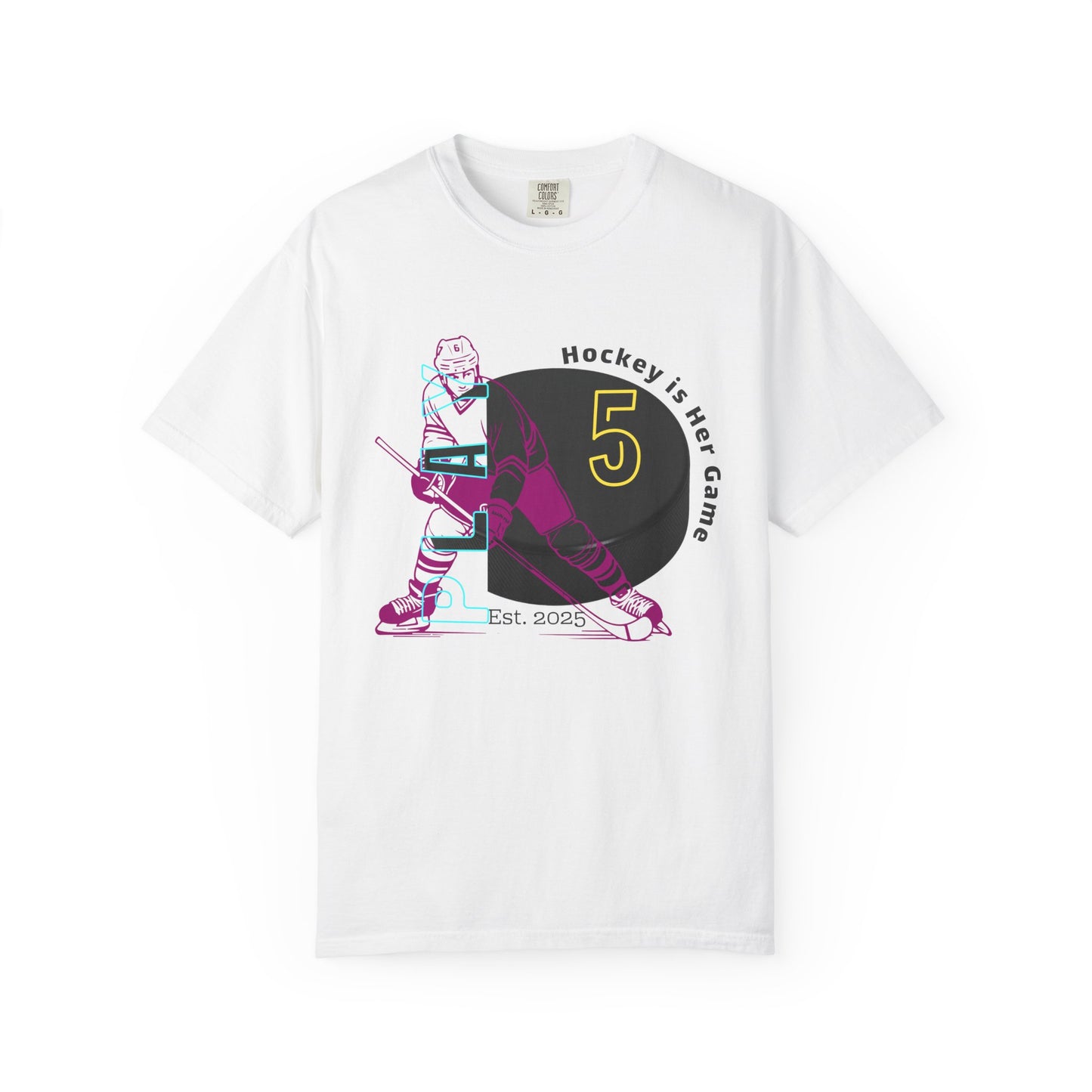 PERSONALIZE Women's Hockey Player Garment-Dyed T-shirt