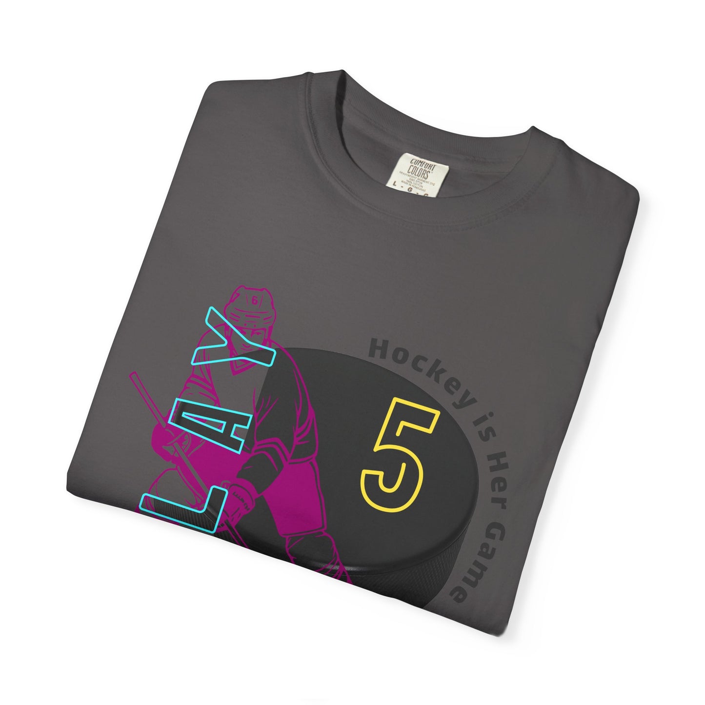 PERSONALIZE Women's Hockey Player Garment-Dyed T-shirt