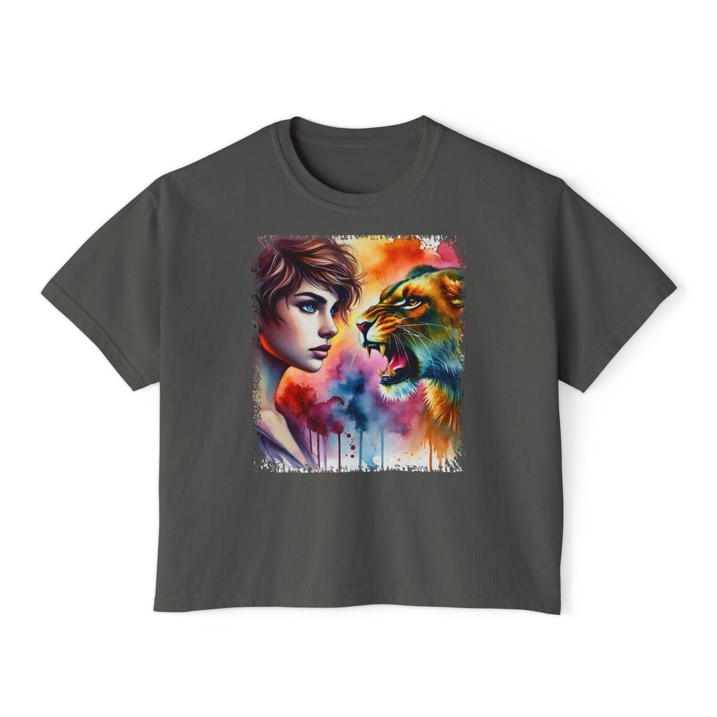 PERSONALIZE Lionheart Stare Oversize Boxy Fit Graphic T-shirt