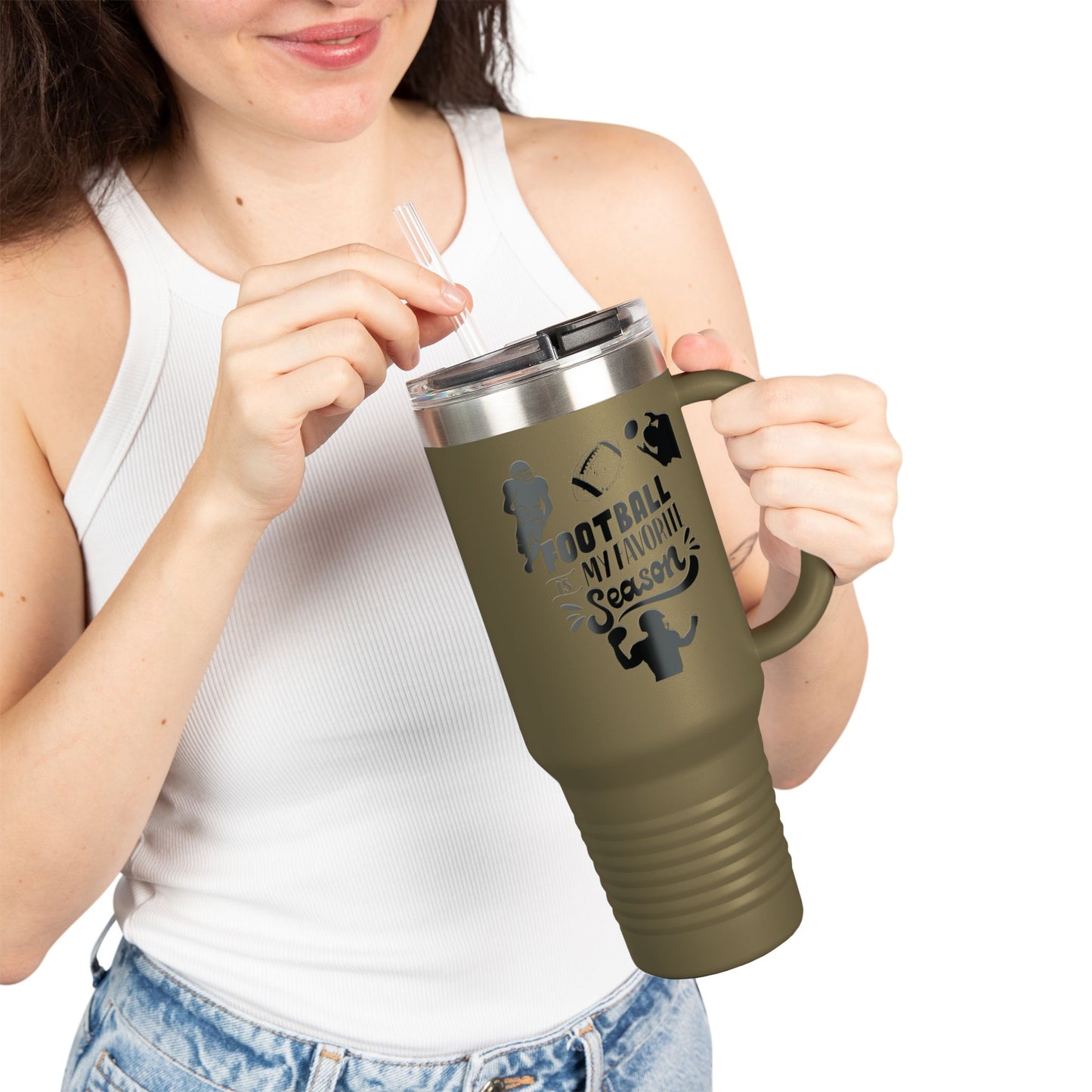 Football Season Touchdown Sporty Insulated Travel Mug, 40oz