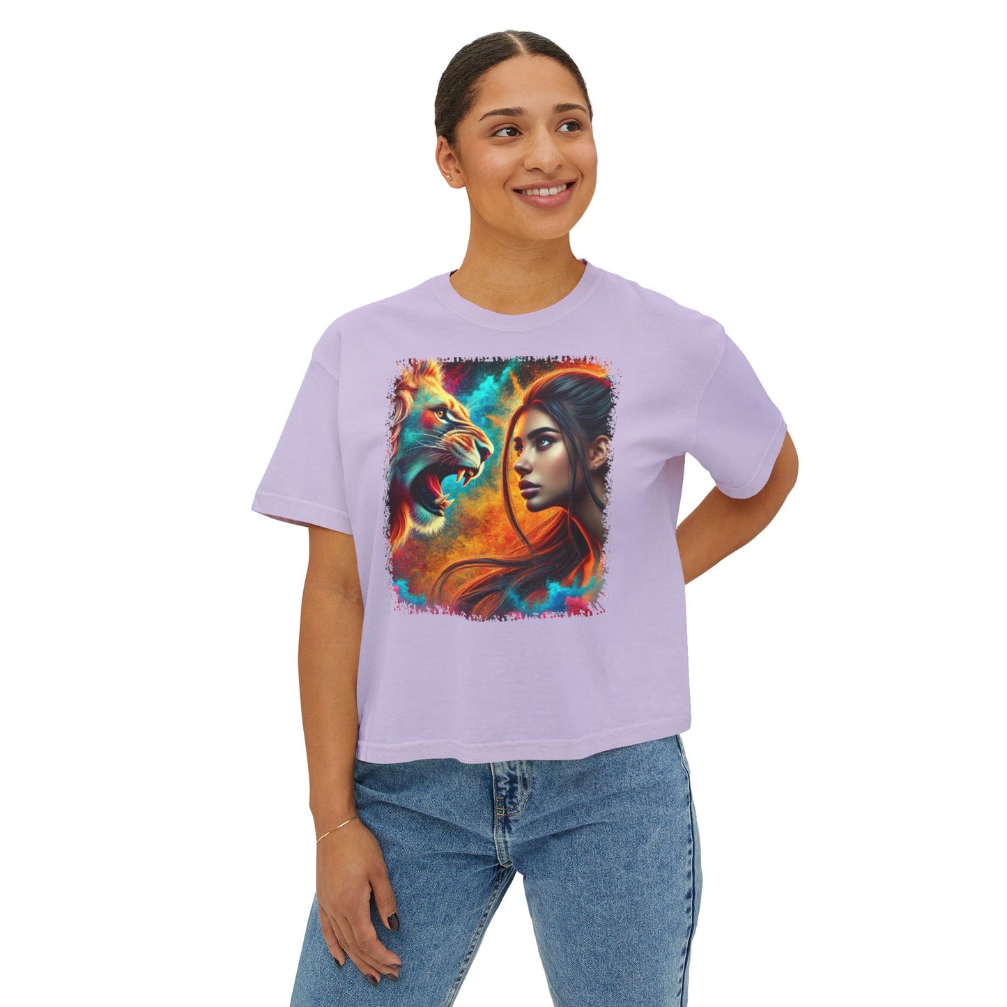 PERSONALIZE Soul of a Lioness Oversized Boxy Fit Graphic T-shirt