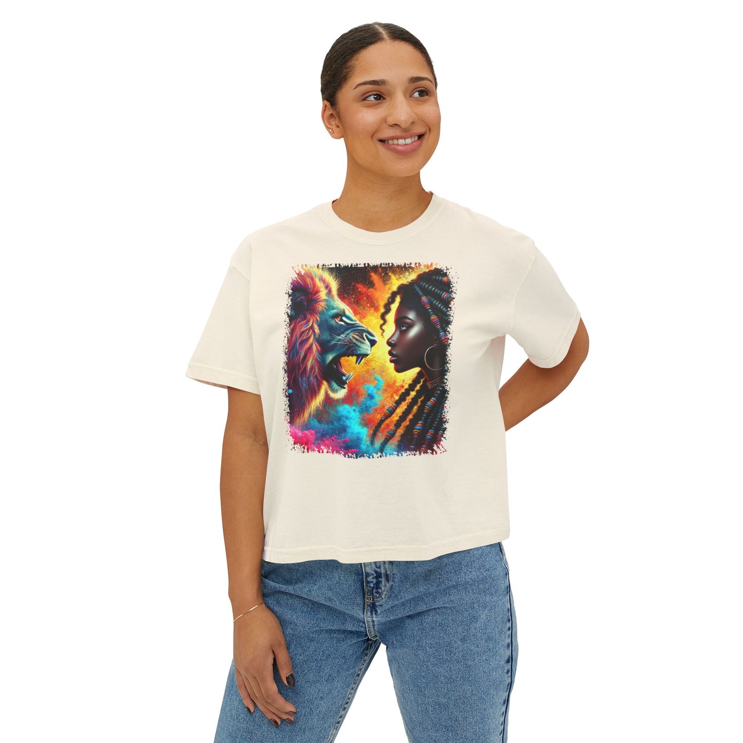 PERSONALIZE The Girl Who Roared in Silence Oversized Boxy Fit Graphic T-shirt