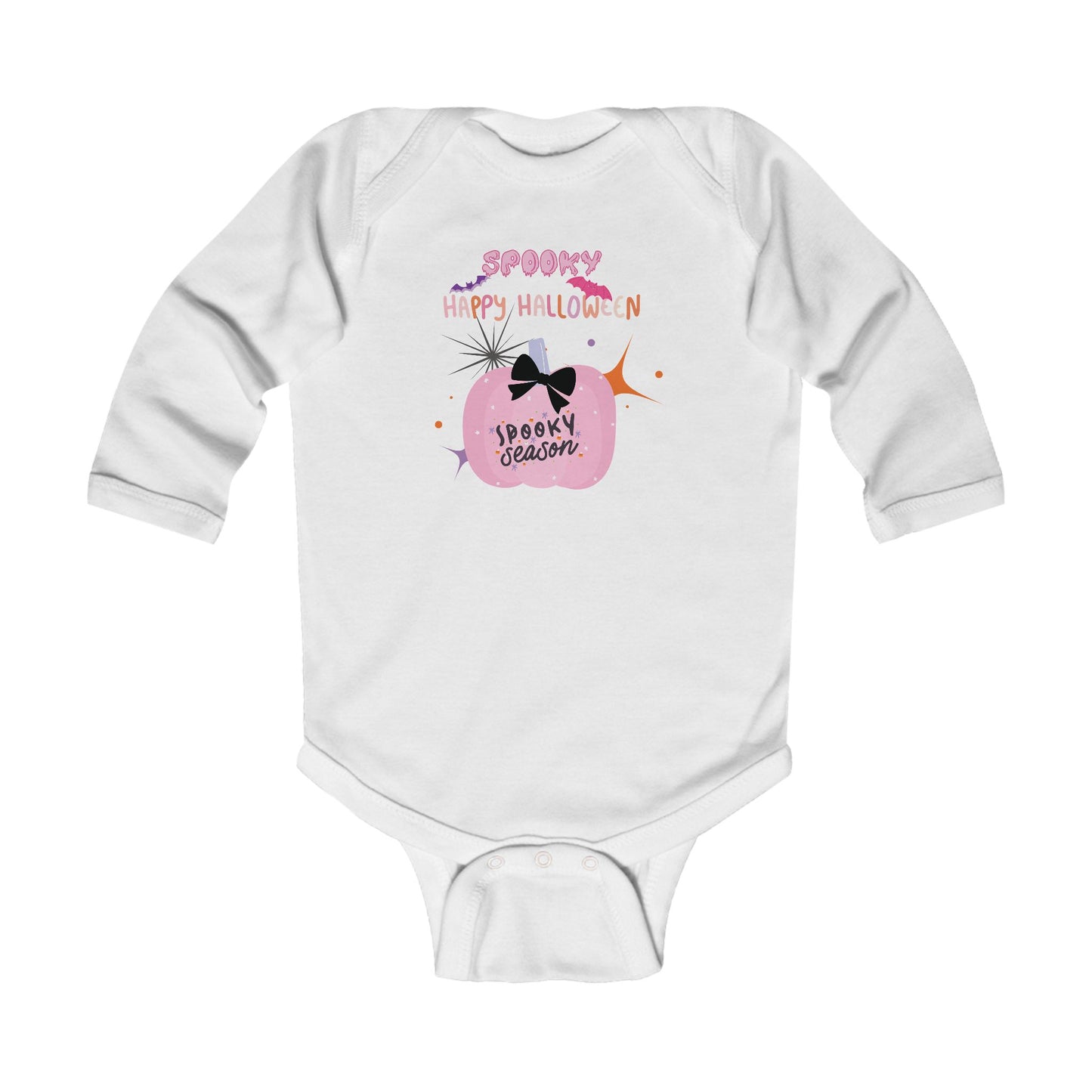Baby Pretty in Pink Spooky Season Long Sleeve Bodysuit
