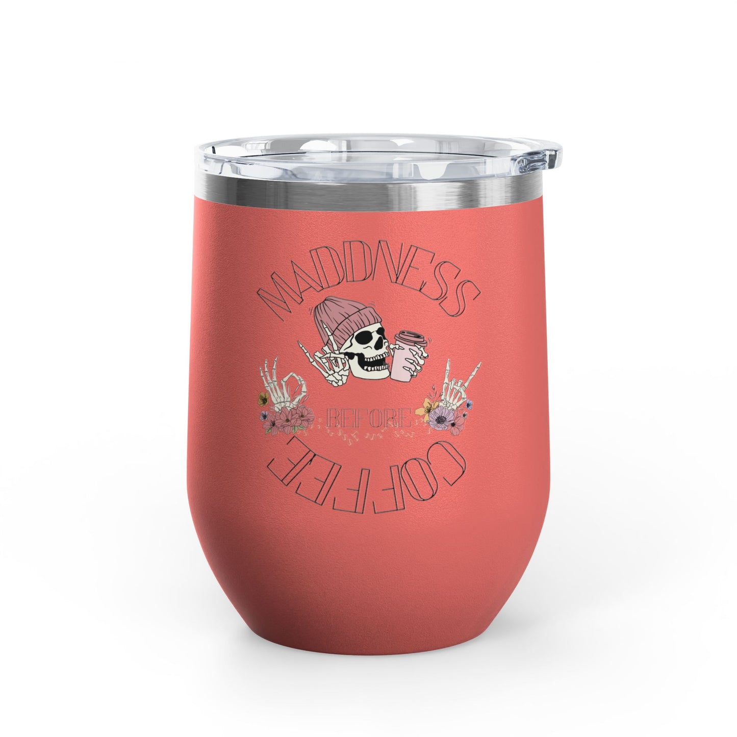 Skull Madness with Flowers Travel Mug 12oz