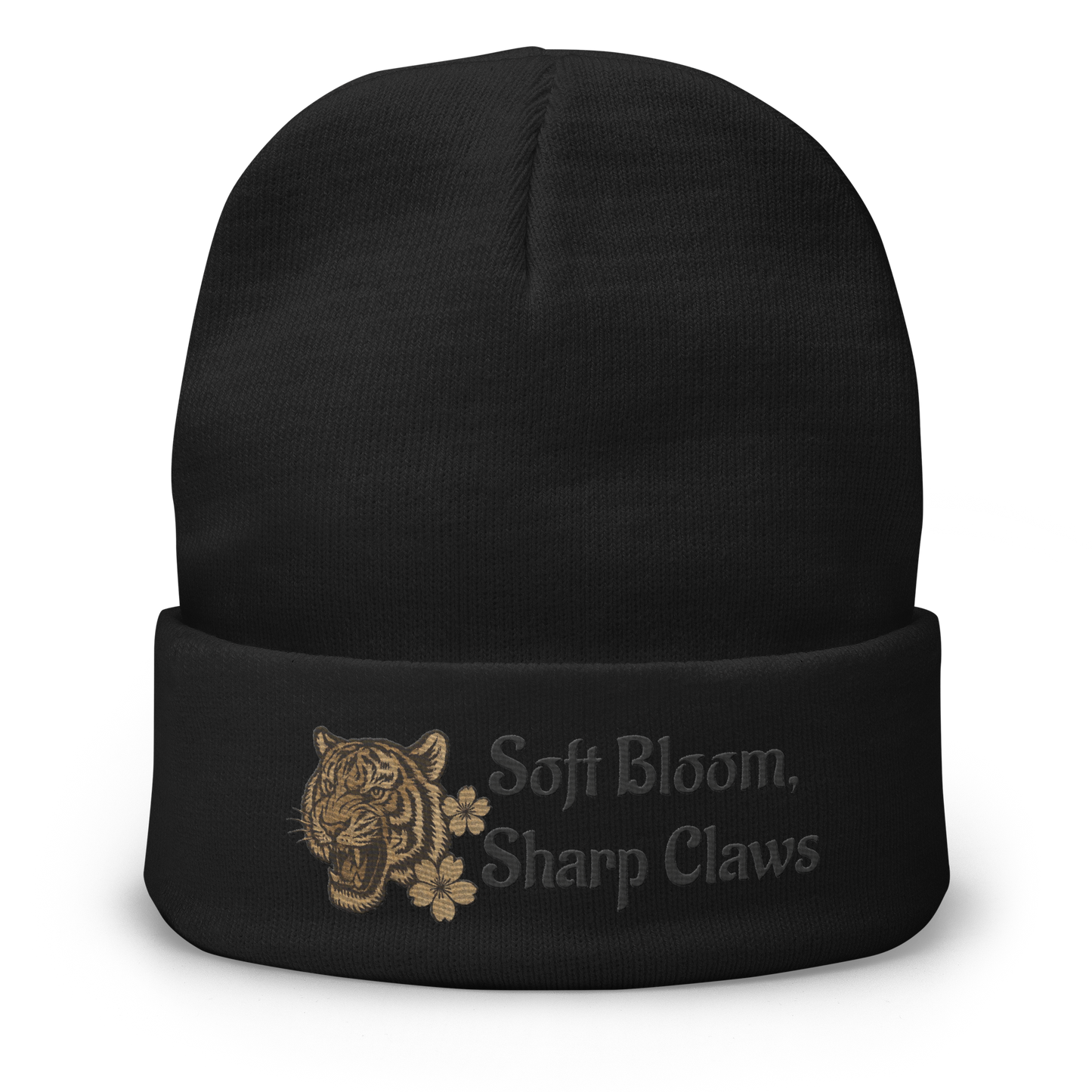 Women’s Knit Beanie – Soft Bloom with Sharp Claws Embroidery