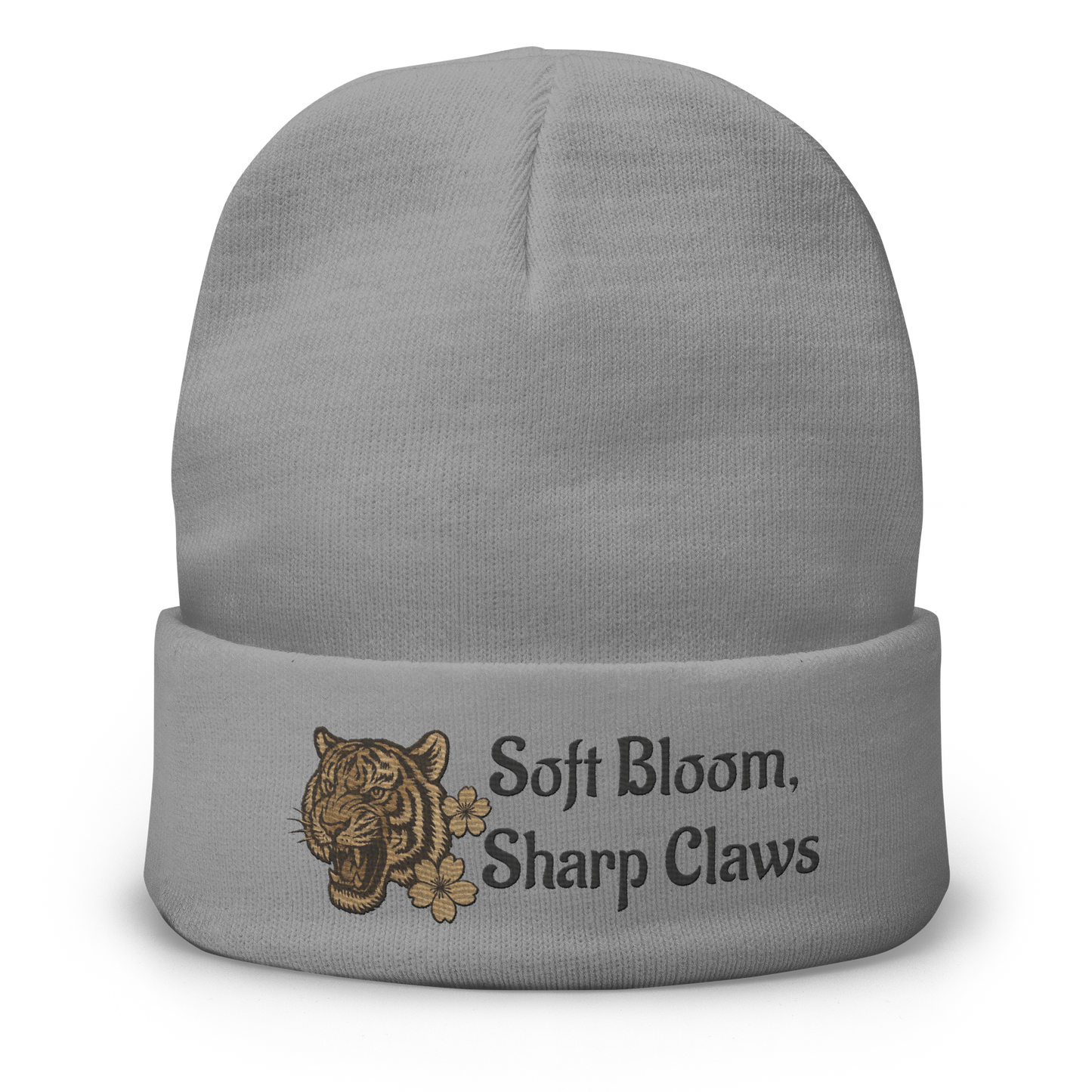 Women’s Knit Beanie – Soft Bloom with Sharp Claws Embroidery