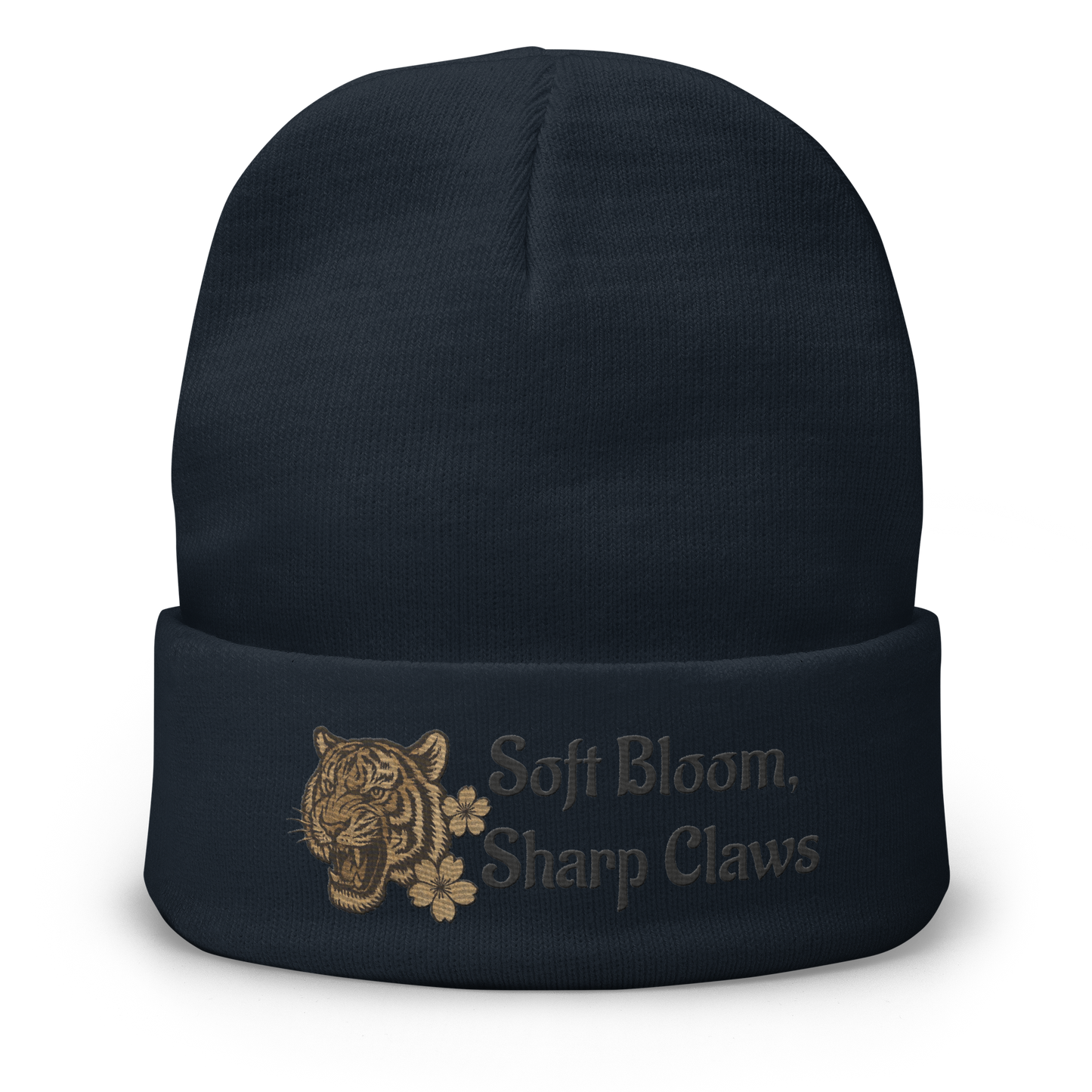 Women’s Knit Beanie – Soft Bloom with Sharp Claws Embroidery