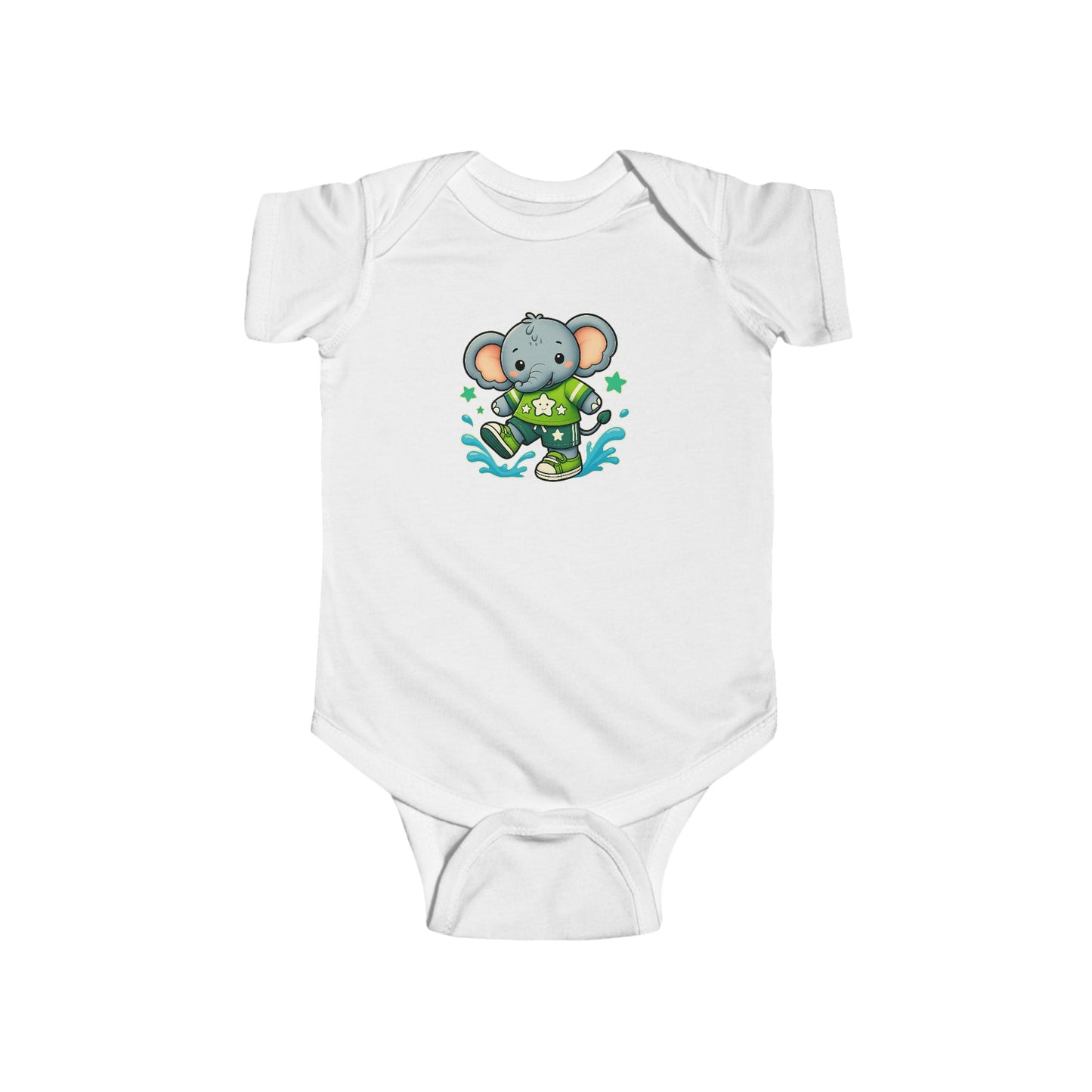 Baby Splash & Dash Elephants Short Sleeve Bodysuit