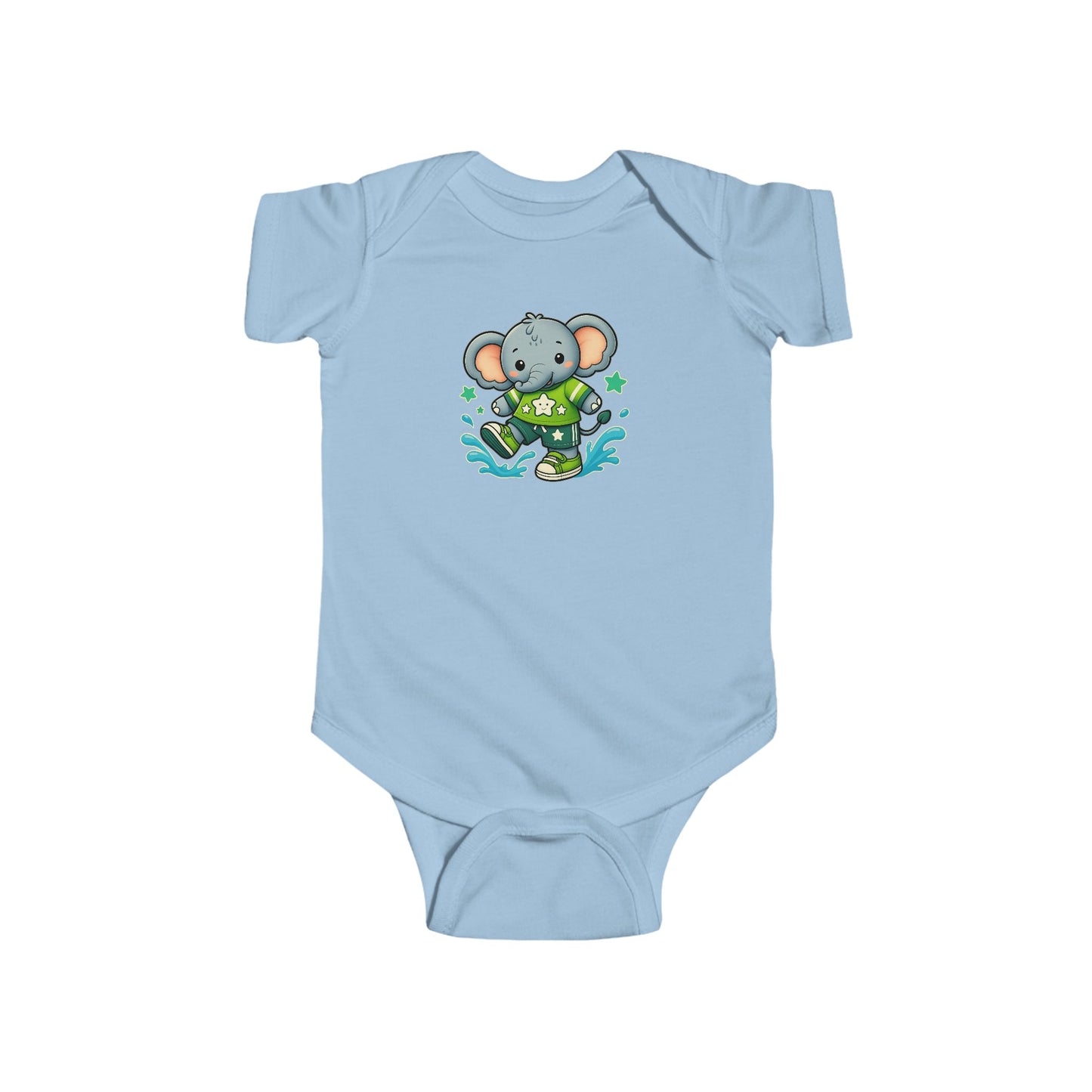 Baby Splash & Dash Elephants Short Sleeve Bodysuit