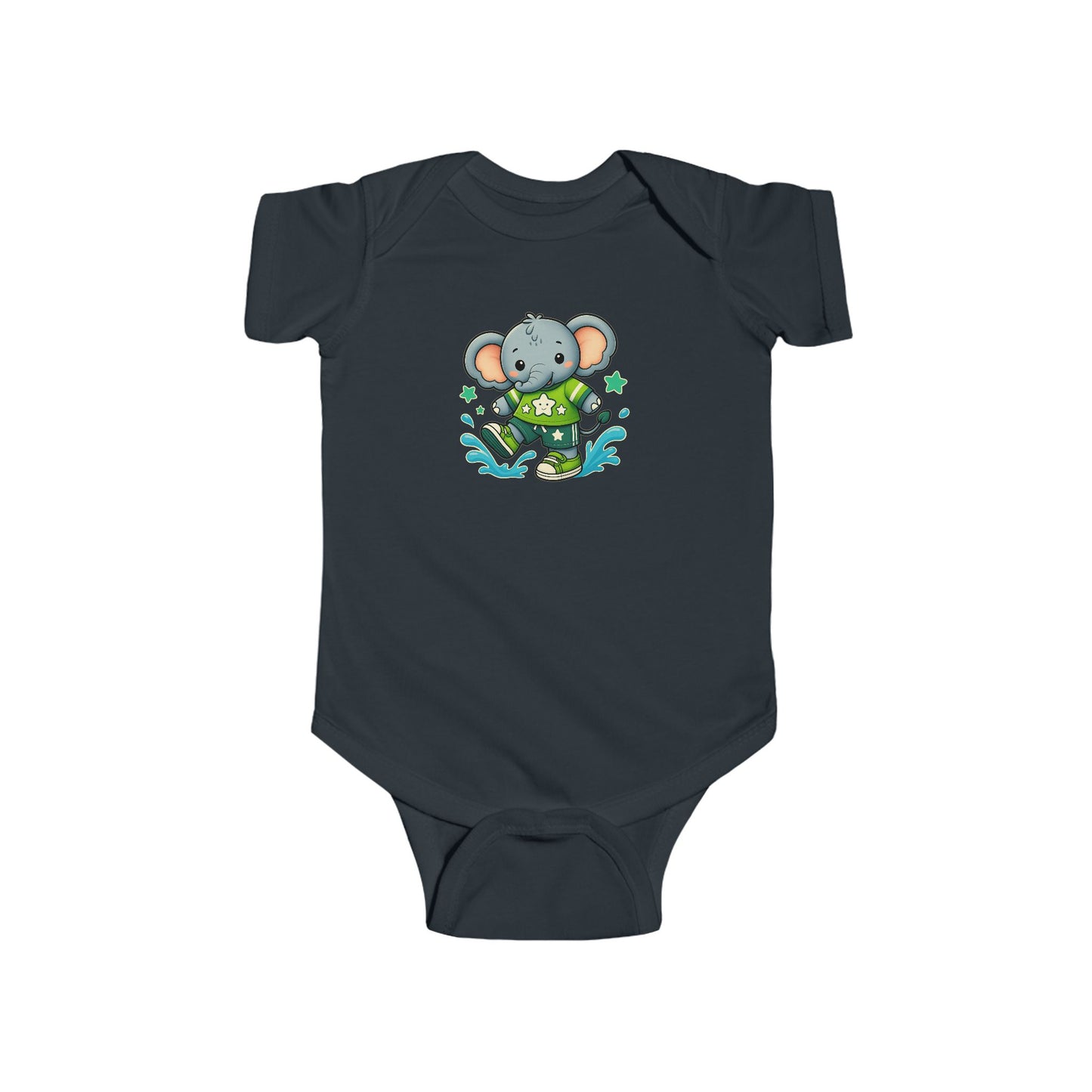 Baby Splash & Dash Elephants Short Sleeve Bodysuit