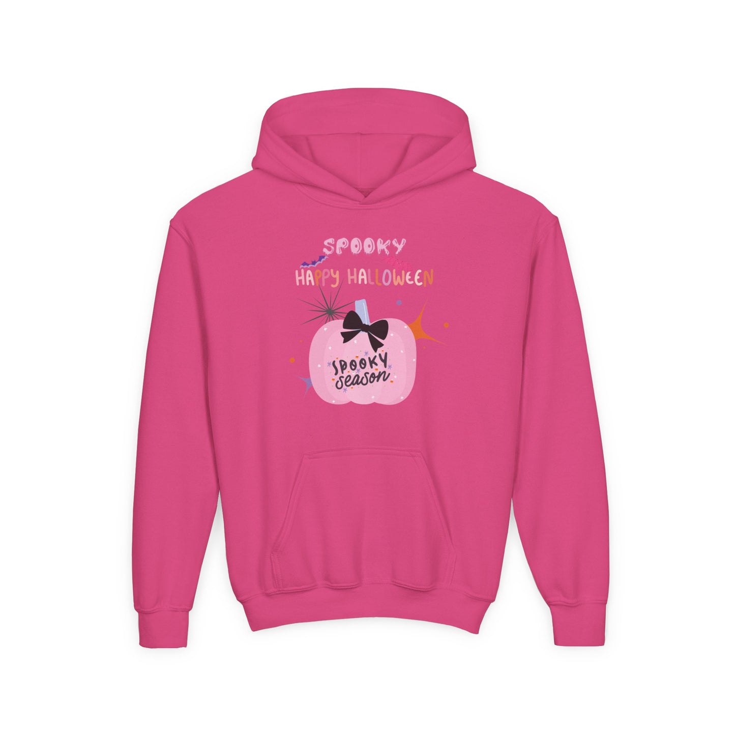 Kids Pretty in Pink Spooky Season Heavy Blend Cozy Hoodie