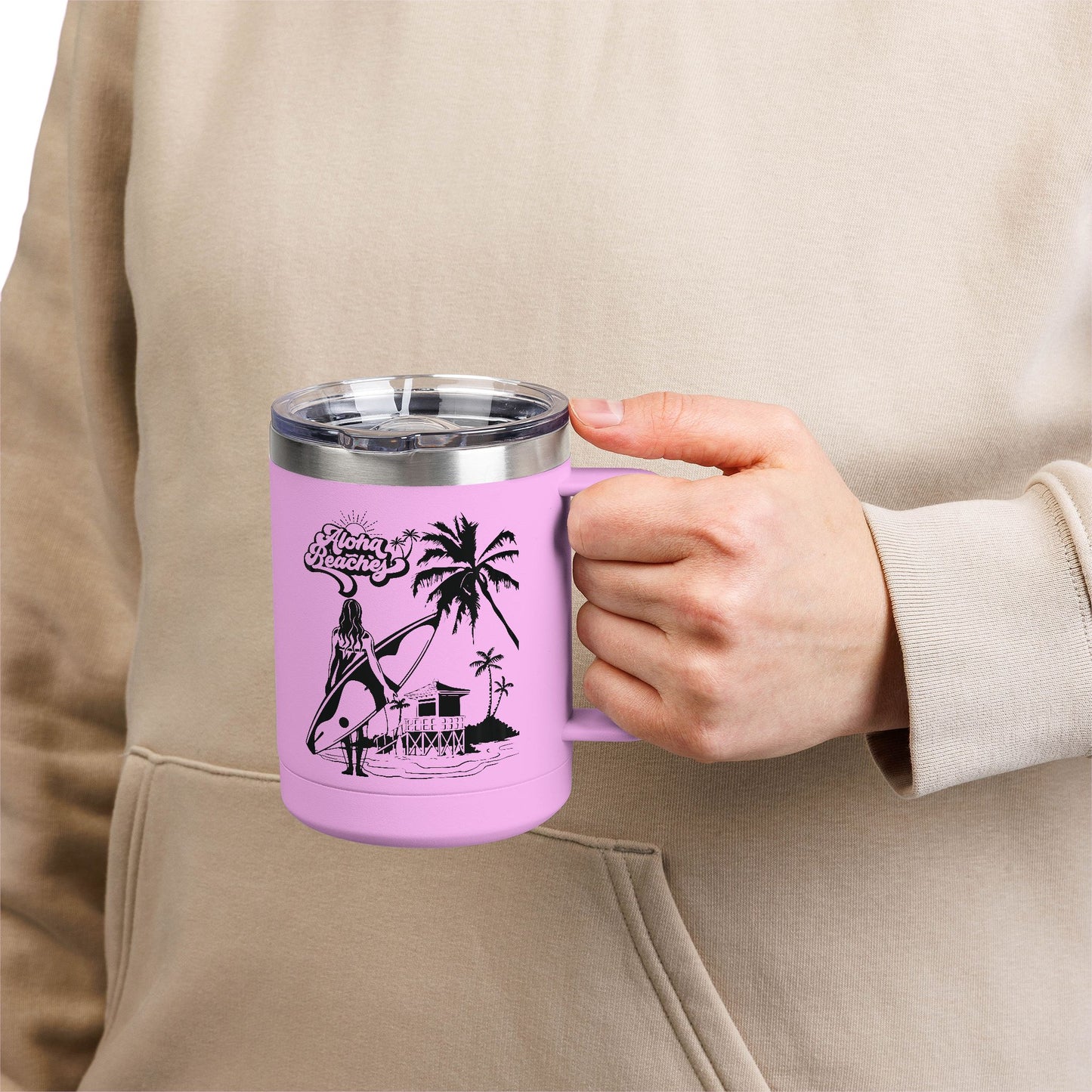 Surfing  Girl Mug Tumbler, 15oz