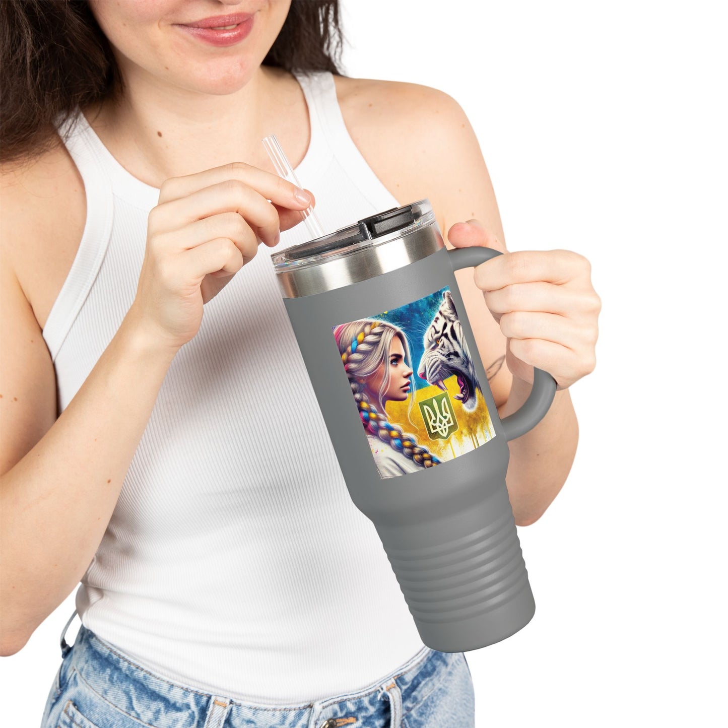 Ukrainian Wild Spirit  Girl Travel Mug, 40oz