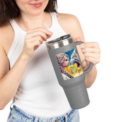 Ukrainian Wild Spirit  Girl Travel Mug, 40oz