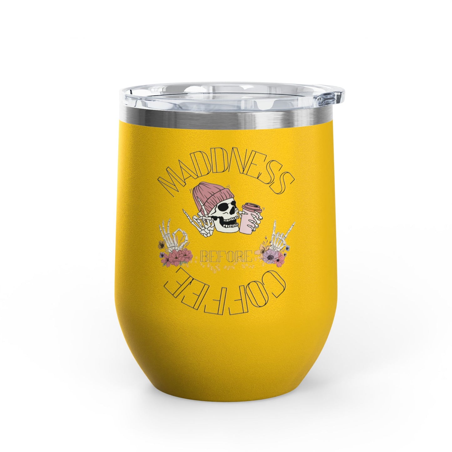 Skull Madness with Flowers Travel Mug 12oz