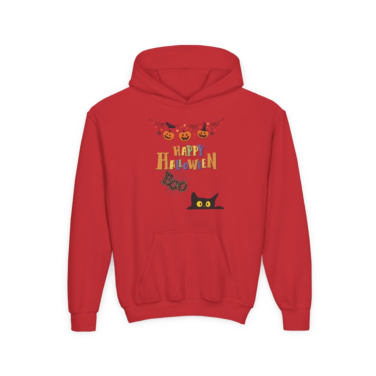 Kids Black Cat & Pumpkin Patch Heavy Blend Cozy Hoodie