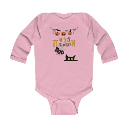 Baby Black Cat & Pumpkin Patch  Long Sleeve Bodysuit