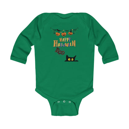 Baby Black Cat & Pumpkin Patch  Long Sleeve Bodysuit