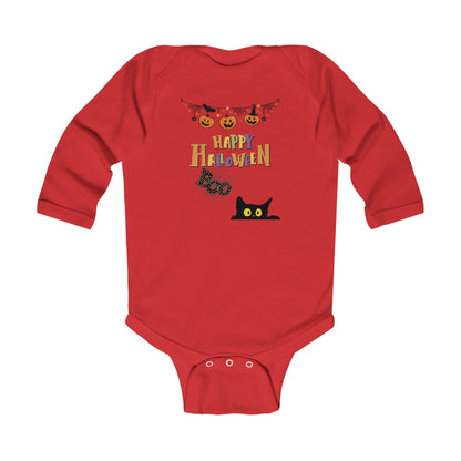 Baby Black Cat & Pumpkin Patch  Long Sleeve Bodysuit