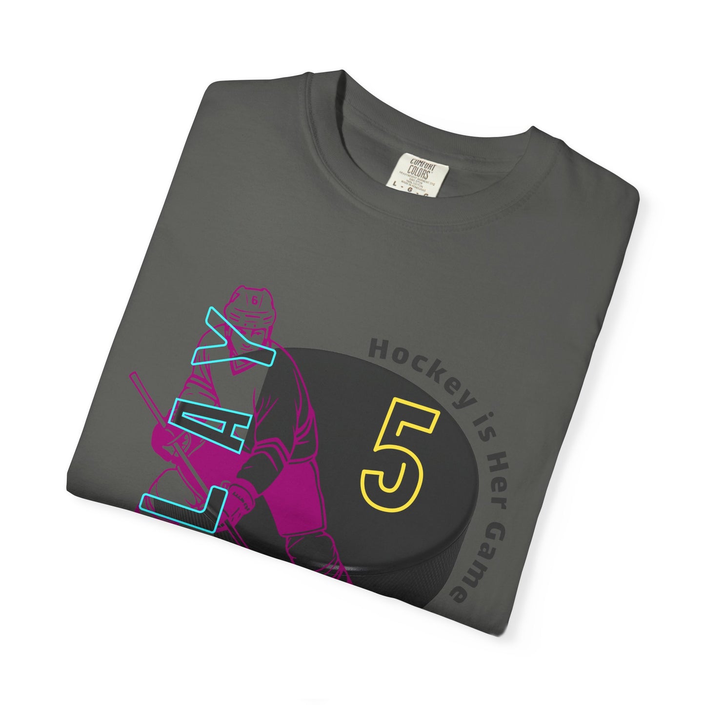 PERSONALIZE Women's Hockey Player Garment-Dyed T-shirt