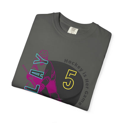 PERSONALIZE Women's Hockey Player Garment-Dyed T-shirt