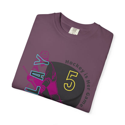 PERSONALIZE Women's Hockey Player Garment-Dyed T-shirt