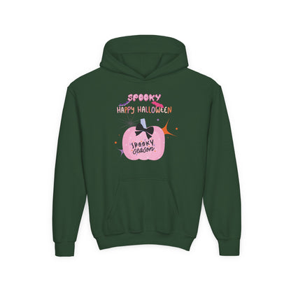 Kids Pretty in Pink Spooky Season Heavy Blend Cozy Hoodie